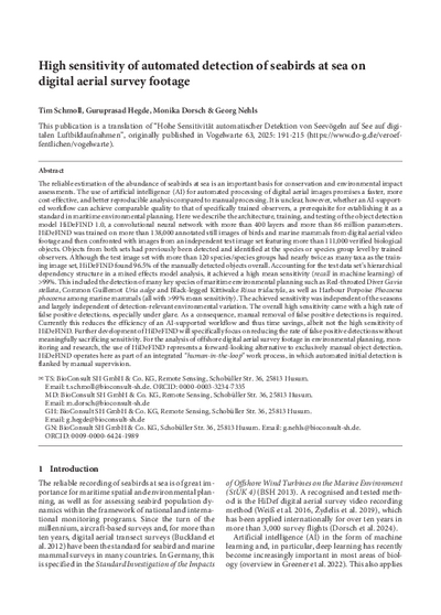 High sensitivity of automated detection of seabirds at sea on digital aerial survey footage