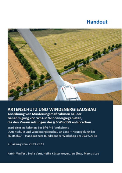 Artenschutz und Windenergieausbau – Anordnung von Minderungsmaßnahmen bei der Genehmigung von WEA in Windenergiegebieten, die den Voraussetzungen des § 6 WindBG entsprechen